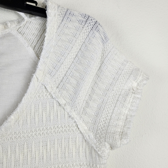 Free People Dress Women's Short Sleeve Cream Ivory White Boho Gauzy Large - Picture 4 of 8